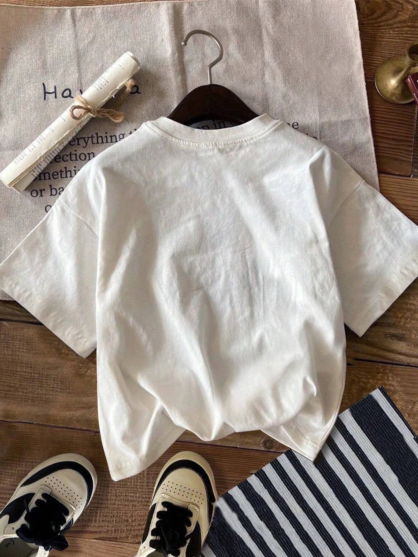 Kids T-shirts Suitable For Spring/Summer Fashion Bowknot Decorative Pattern Leopard Print Casual Simple Girls Round Neck Tees