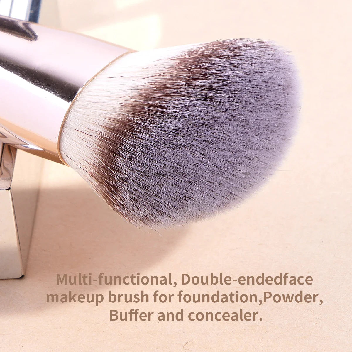 2PCS Foundation Makeup Brush Double-ended Flat/Angle Top Contour Brush for Beauty Blending Liquid Powder Concealer Cream