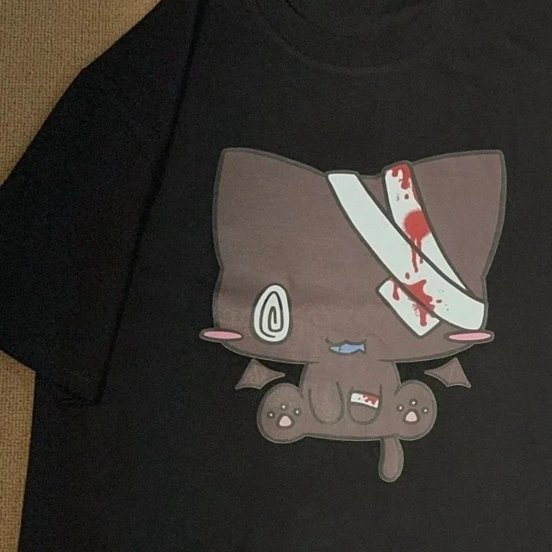 Women T Shirts Cartoon Printed Funny Couple Sweet Short Sleeve O Neck Loose Y2k Harajuku Tops Female Casual Tshirt