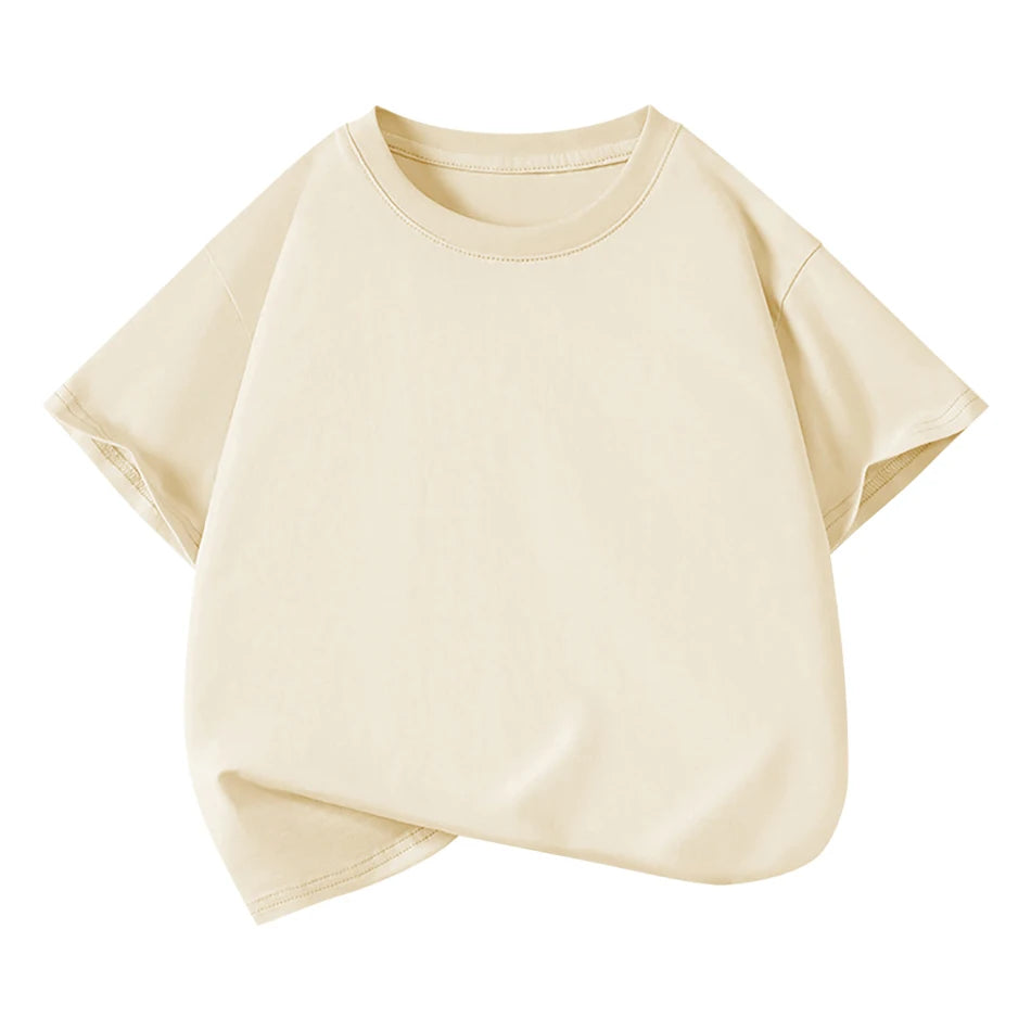 Kids Plain Color Short Sleeve T Shirt Summer Boys Girls Casual Tee Breathable Tops Children Casual School Clothing 2025 Fashion