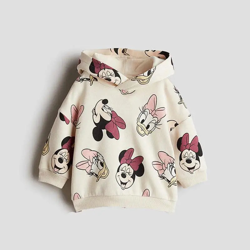 Full Print Hooded Tops Casual Long Sleeve Sweatshirts Boys And Girls Loose Caasual Clothes Autumn Child Wear Mickey Minnie Tops