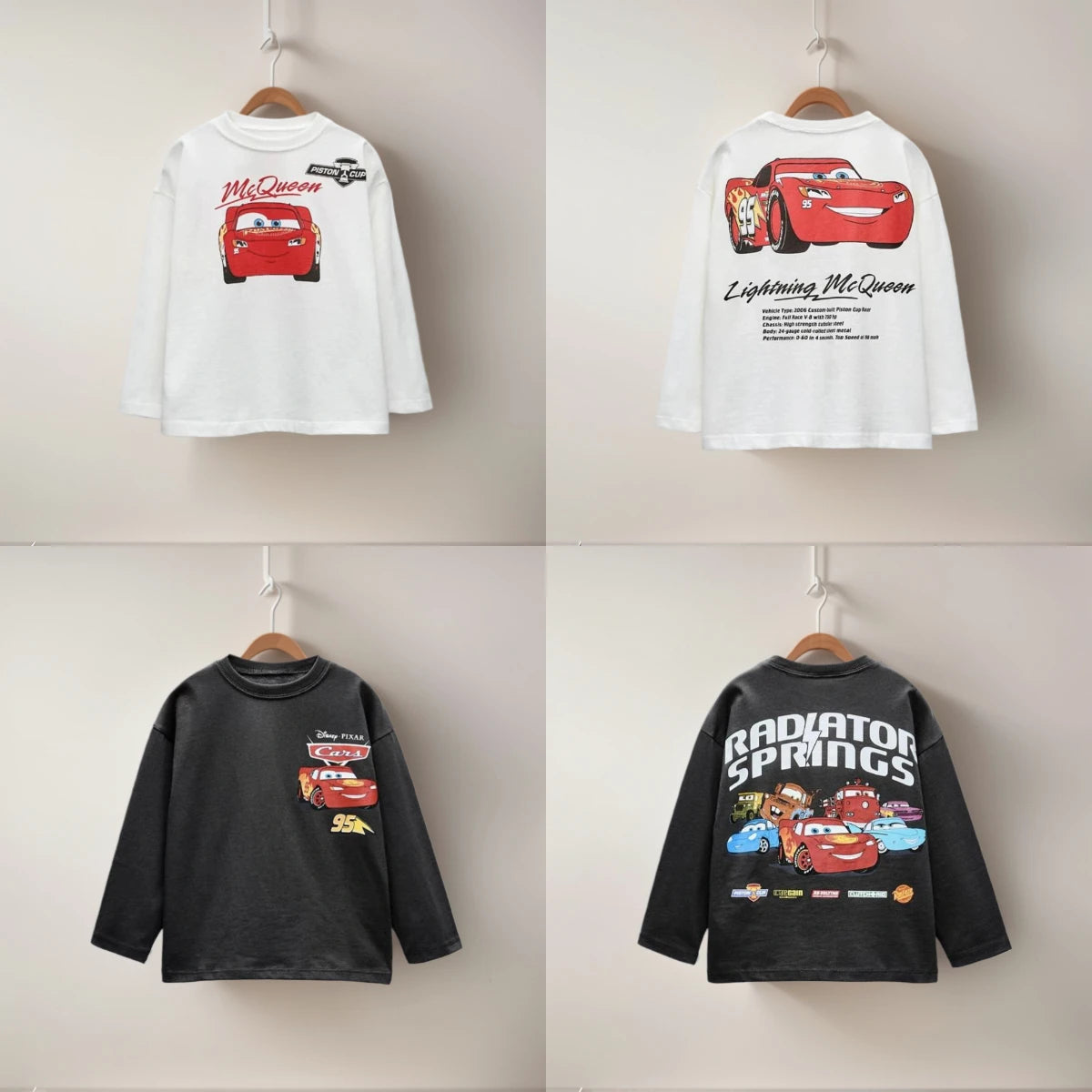 Kids Cartoon Print Tees Boys Fashion Long Sleeve Tshirt Casual Loose Round Neck Base Shirt Spring Autumn Wear All-match Tops