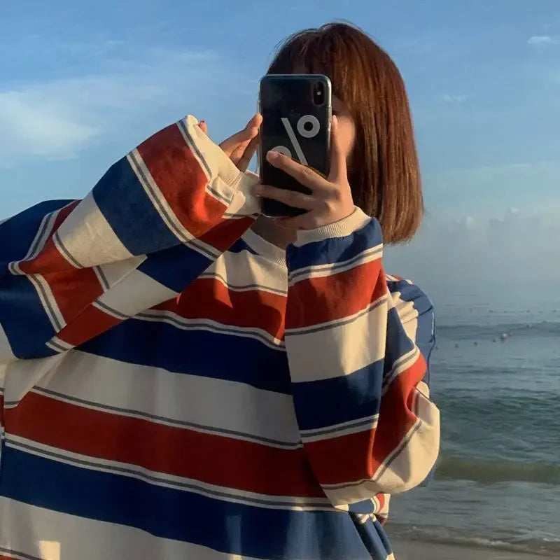 Women T shirts four seasons Woman clothing Y2k Top Sweatshirt 2023 korean Fashion Long Sleeves Tee Loose Couple Graphic T-shirt