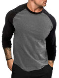 Men Sleeve Shirt Round Neck T-Shirt Three Quarter Sleeve Shirt Casual Fitness Training Cotton Breathable Plunger Sleeve Top
