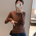 Women 2026 High Quality Plain T Shirt  Cotton Elastic Basic T-shirts Female Casual Tops Long Sleeve Sexy Thin T-shirt