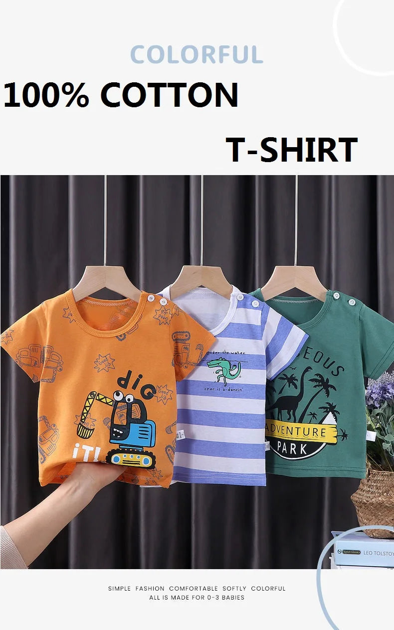 Children's Clothing T-Shirt  Kids Clothes Boys Girls Summer Cartoon Tops Short Sleeve Clothes 100% Cotton Baby Clothing