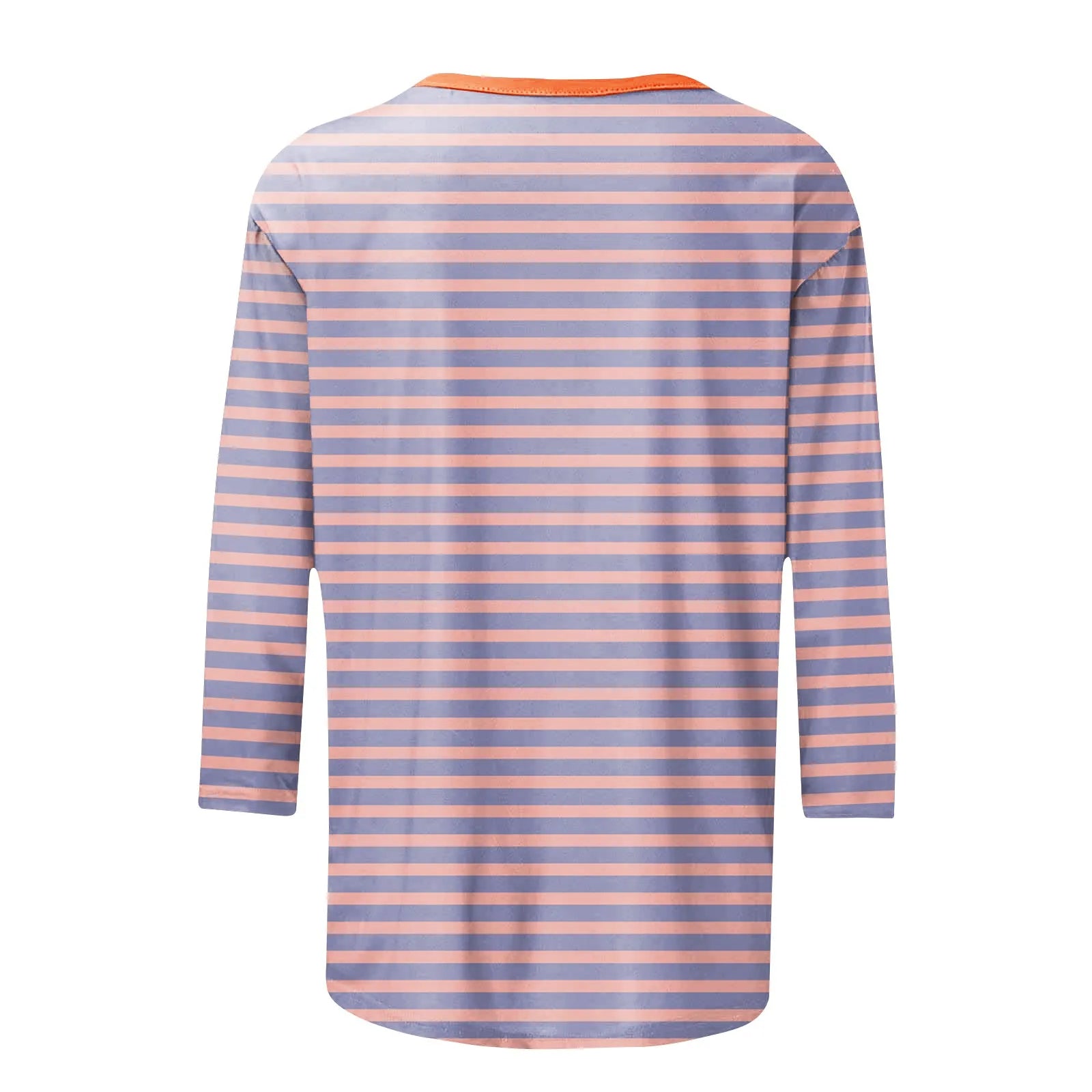 Women's Summer T-Shirts Fashion Casual Everyday Versatile O-Neck 3/4 Length Sleeve Tops Striped Print T-Shirt Tops Plus Size