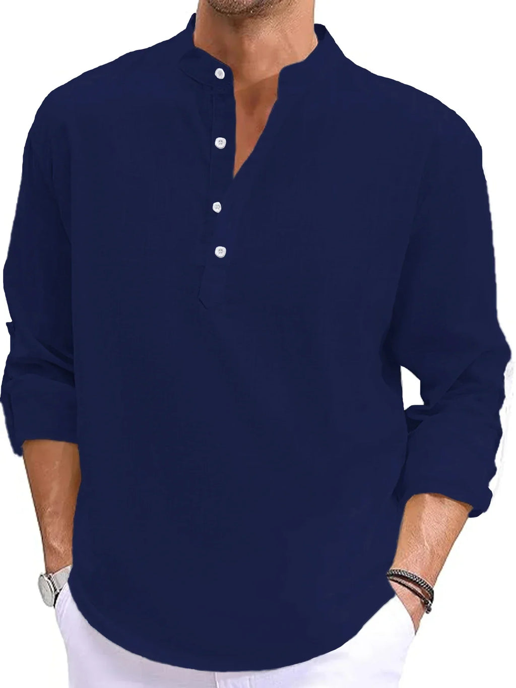 New Men's Linen Long Sleeve TShirt Cotton Mens Shirts Designer Lightweight Streetwear Solid Color Loose Casual Breathable Shirt