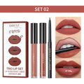 3pcs Matte Liquid Lipstick+Lip Liner Set Lip Glaze Makeup Nude Black Red Velvet Lip Gloss Long Lasting Lip Tint Cosmetics Kits