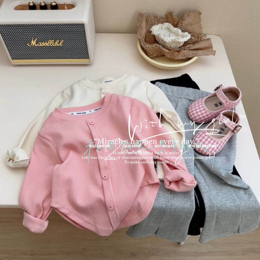 Children's T-Shirts Slim Top Solid Color Fashion Breasted T-shirt Long Sleeve Girls Play Undershirt Kids Clothes for Girls