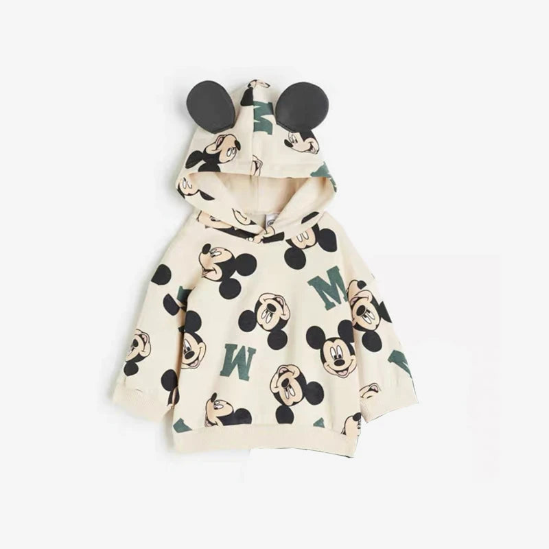 Full Print Hooded Tops Casual Long Sleeve Sweatshirts Boys And Girls Loose Caasual Clothes Autumn Child Wear Mickey Minnie Tops
