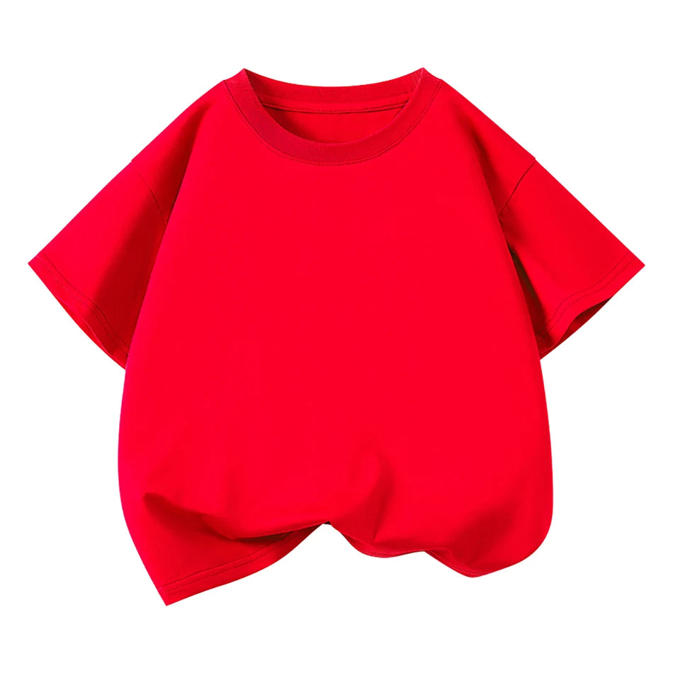 Kids Plain Color Short Sleeve T Shirt Summer Boys Girls Casual Tee Breathable Tops Children Casual School Clothing 2025 Fashion