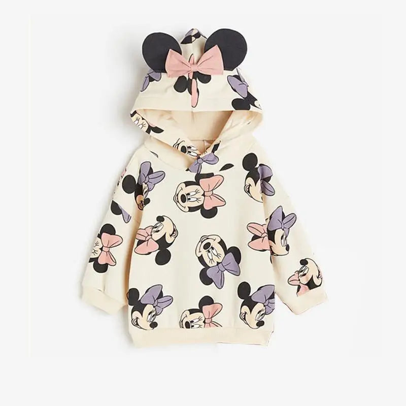 Full Print Hooded Tops Casual Long Sleeve Sweatshirts Boys And Girls Loose Caasual Clothes Autumn Child Wear Mickey Minnie Tops