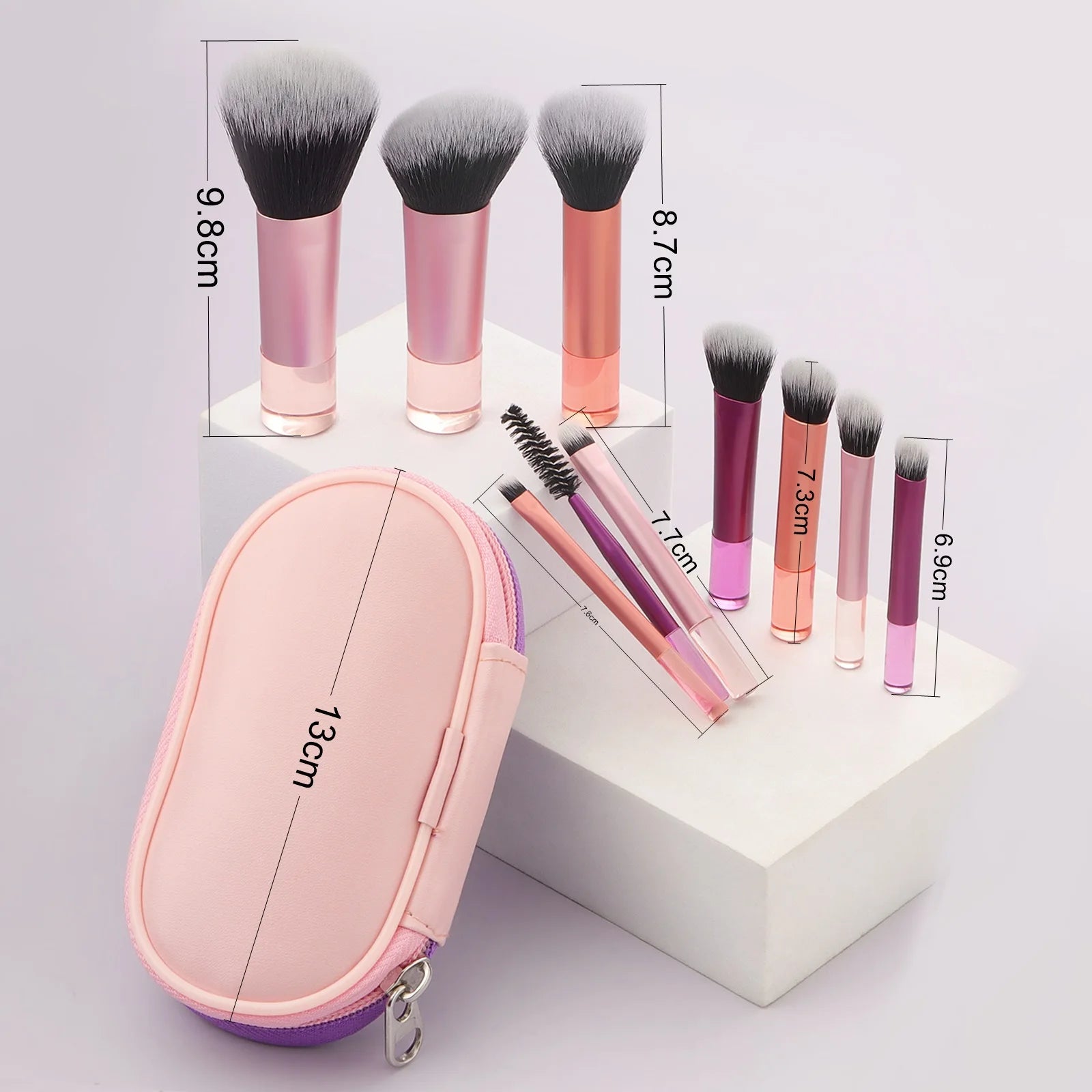 Makeup Brush Sets,10pcs Plastic mini with bag multifunctional Makeup Brush at home or On-the-Go