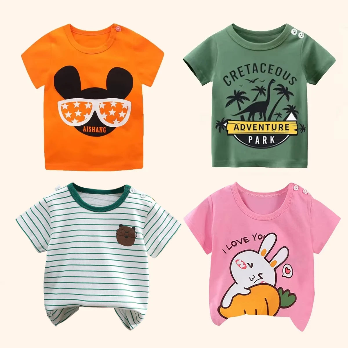 Children's Clothing T-Shirt  Kids Clothes Boys Girls Summer Cartoon Tops Short Sleeve Clothes 100% Cotton Baby Clothing