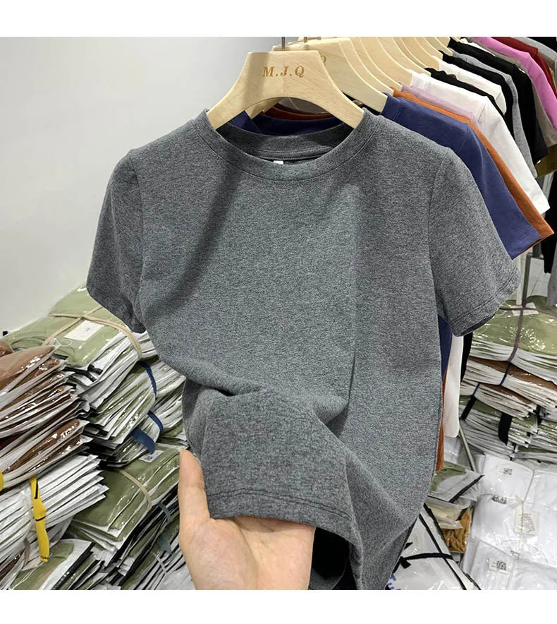 Women T Shirt Girls T-Shirt Woman Clothes Tops Cotton Tshirt Female Short Sleeve Spring Tee Sexy Y2k Top White