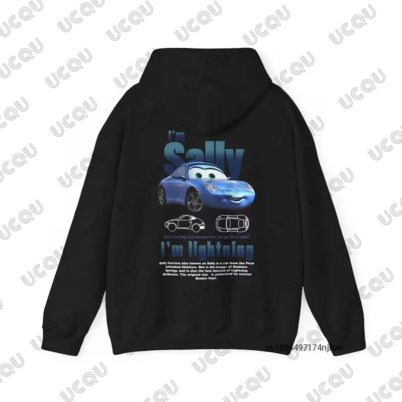 Lightning Mcqueen and Sally Print Couples Hoodies For Women Men 2026 The Cars Autumn Winter Long Sleeve Pullover Oversized Tops